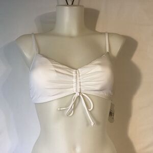 1292 NWT Hot Peach Gathered Front Bandeau Bikini Top White Size XL Top Only $15